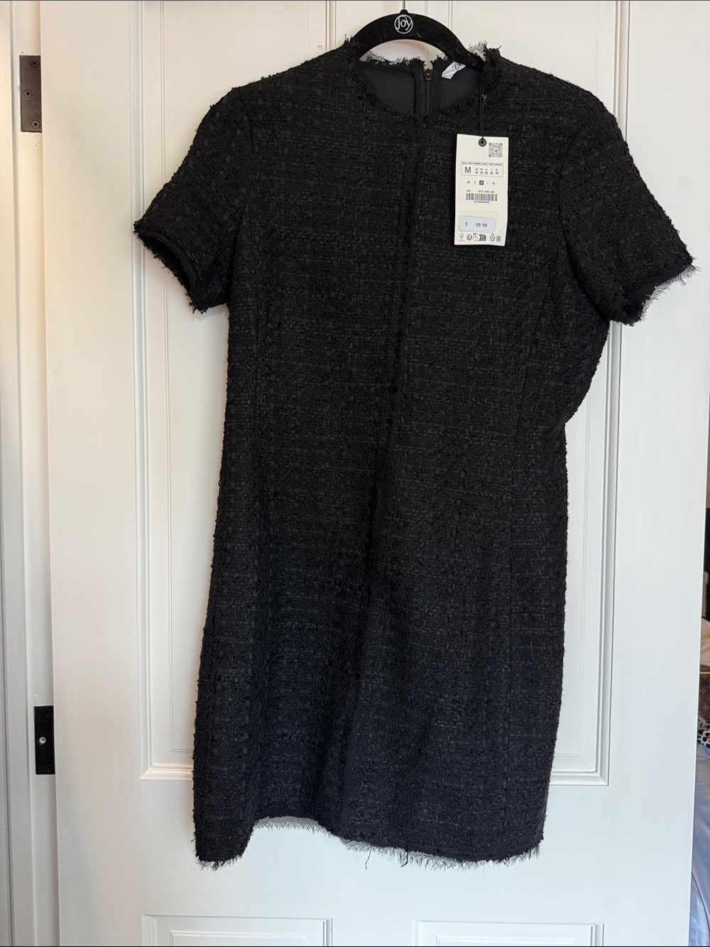 Zara Black Tweed Mini Shift Dress